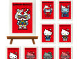 Gundam x Hello Kitty trading mini art frame Hello Kitty