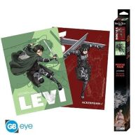 Attack on Titan chibi poster set Levi & Mikasa