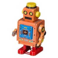 amsterdam-retro-speelgoed-te koop-Robot MS519 oranje met wind-up functie