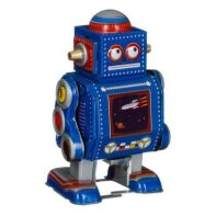 amsterdam-retro-speelgoed-winkel-te koop-Robot MS524 blauw met wind-up functie