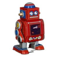 retro-speelgoed-amsterdam-te koop-Robot MS524 rood met wind-up functie