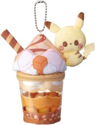 Pokemon pluche Peaceful place Pikachu caramal parfait sleutelhanger