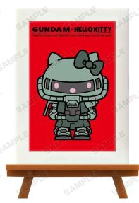 Gundam x Hello Kitty trading mini art frame MS-06F Zaku II