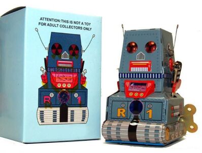 amsterdam-retro-blik-speelgoed-te koop-Robot Tank met wind-up functie