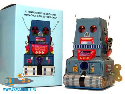 amsterdam-retro-blik-speelgoed-te koop-Robot Tank met wind-up functie