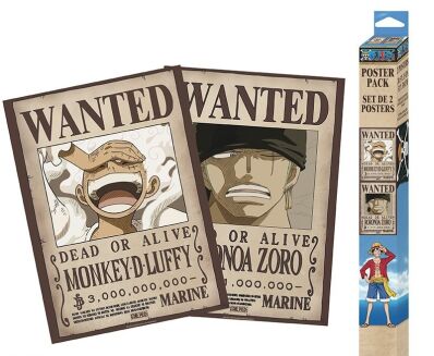 One Piece chibi poster set Wanted Monkey D. Luffy & Zoro