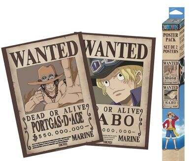 One Piece chibi poster set Wanted Portgas & Sabo