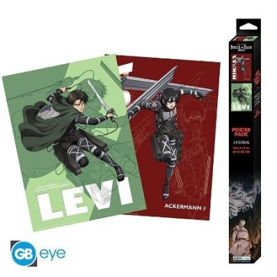 Attack on Titan chibi poster set Levi & Mikasa