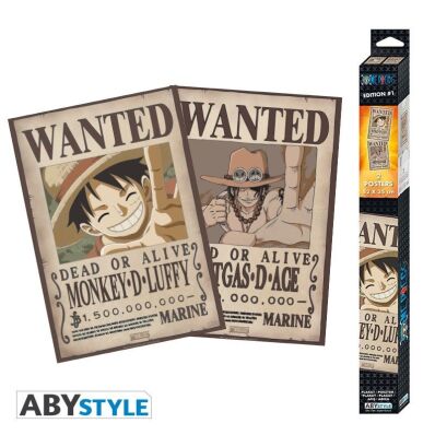 One Piece chibi poster set Wanted Luffy & Ace