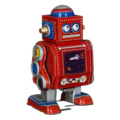 retro-speelgoed-amsterdam-te koop-Robot MS524 rood met wind-up functie