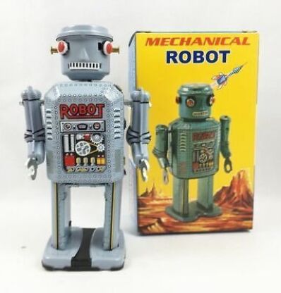 amsterdam-toy-store-tin -retro-toys-Mechanical Robot met wind-up functie (ms416)