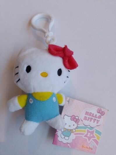 Hello Kitty pluche sleutelhanger blauw