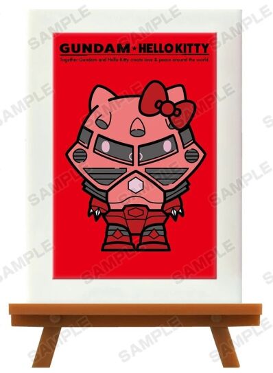 Gundam x Hello Kitty trading mini art frame MS-06S Zaku II versie B