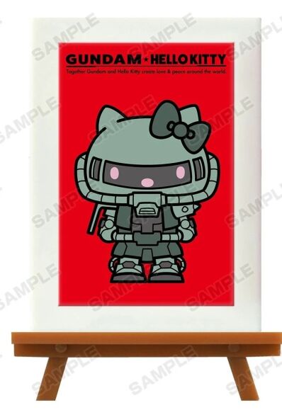 Gundam x Hello Kitty trading mini art frame MS-06F Zaku II